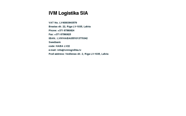 IVM Logistika, SIA